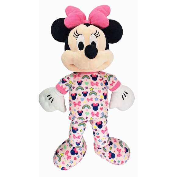 Disney Minnie Mouse Plush Doll Pink Bow Pajamas Soft Rainbows Stars 20 Inches - Picture 3 of 9